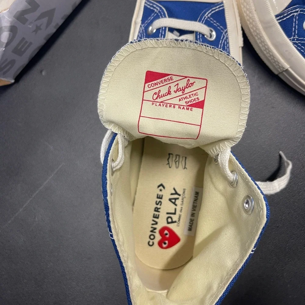 Converse Blue High-Top Kids Sneakers with Eye Design - Picture 3 of 6